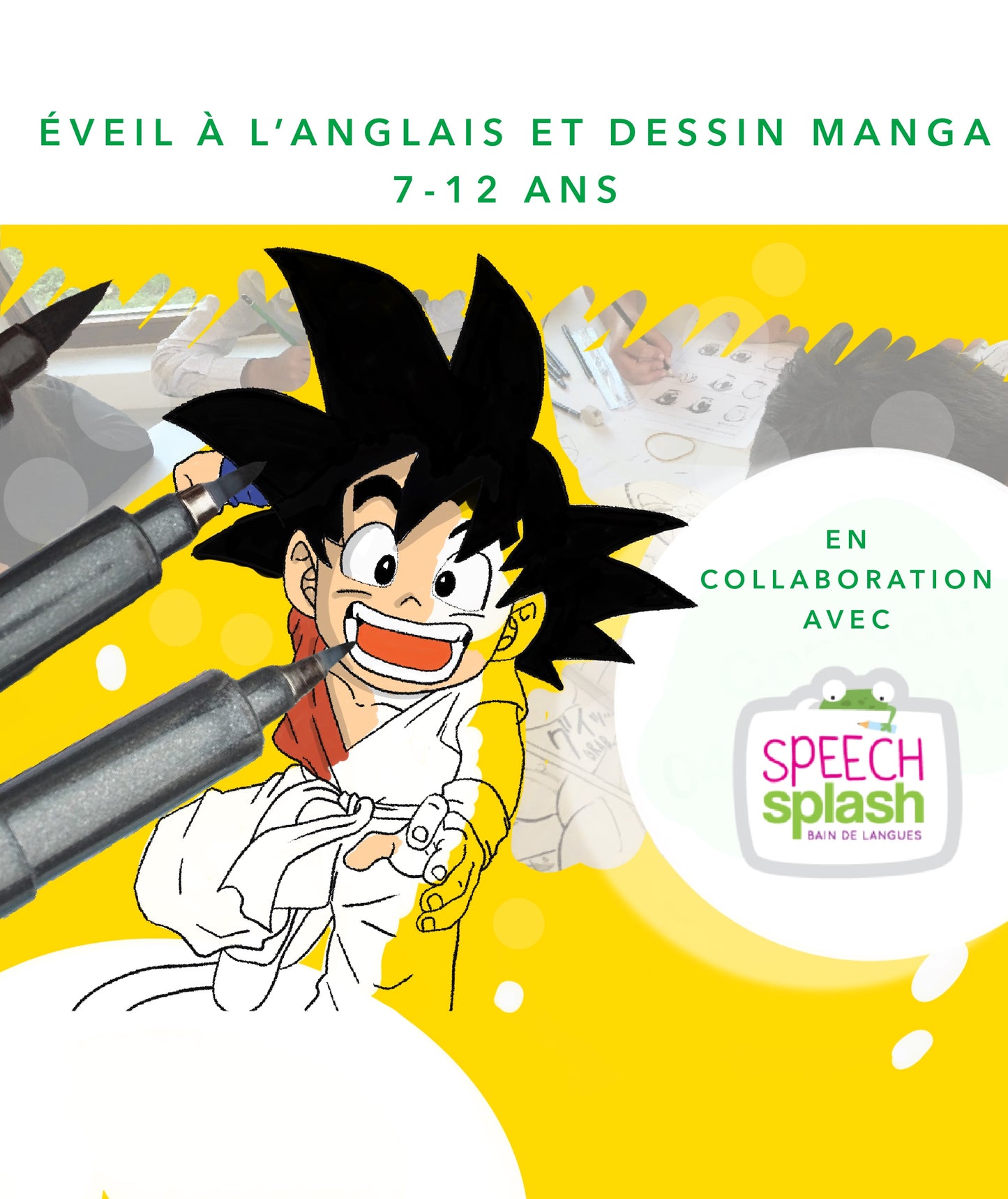STAGE ANGLAIS ET DESSIN MANGA  DU 27 AU 30/04 DE 9 A 16h